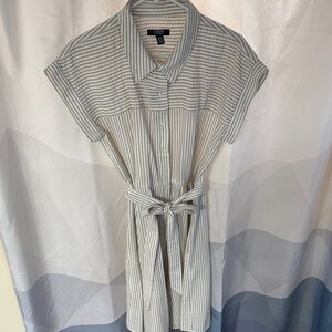 Chaps Striped Button Up Knee Length Dress